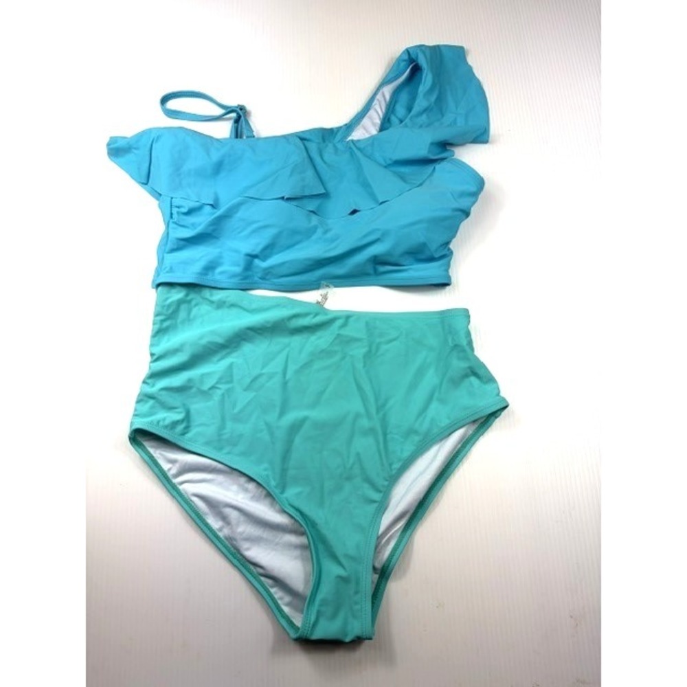 TALISEA Swimsuit Womens‎ Size Medium One Piece Ruffle High Waist Blue Turquoise